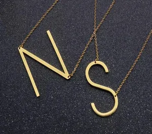Gold Initial Pendant Necklace Letters A-Z thumbnail 5