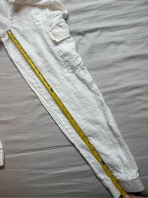 Magaschoni White 100% Linen Cargo Jogger Pants Size S Drawstring thumbnail 6
