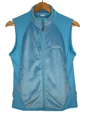 Peter‎ Millar Full Zip Fleece Vest Womens M Blue Sea Island Golf Warmth Hybrid thumbnail 1
