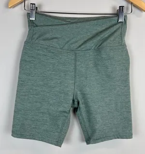 Outdoor Voices Bike Shorts Women Small Green CloudKnit Compression Zip Pocket 7" thumbnail 1