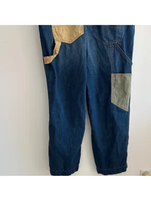 $128 We the Free Free people Carpenter Patched Dungarees jean overalls S thumbnail 11