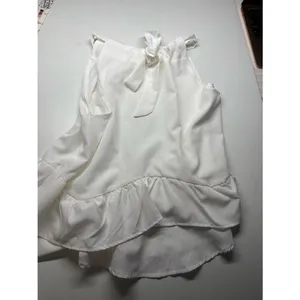 Source Unknown White Ruffle Halter Top Tie Neck Open Side High Low Coquette Y2K Blouse thumbnail 2