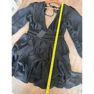 NWT NBD Revolve Anya Mini Puff Sleeve Dress in Black Metallic Women’s size Small thumbnail 13