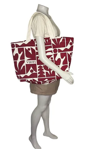 VUORI Tote Bag Limited Edition Holiday 2025 Canvas Maroon White Large Bag thumbnail 1