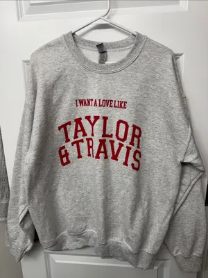 Gildan Gray Crewneck Sweatshirt with Red Script thumbnail 1