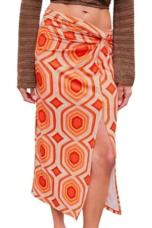 Nordstrom NWT Cider Mid Rise Geometric Twist Split Maxi Skirt Large thumbnail 1