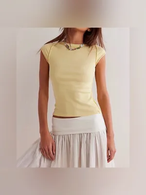 NWOT Free People We The Free Ever Had Tee - mellow yellow - XS thumbnail 3