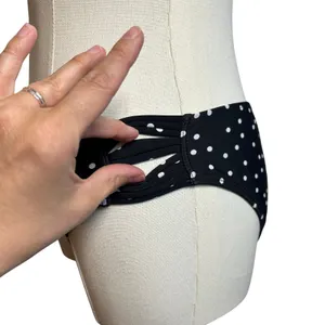 Black White Strappy Side Bikini Bottom Swim Medium Coquette Minimalist Y2K thumbnail 10