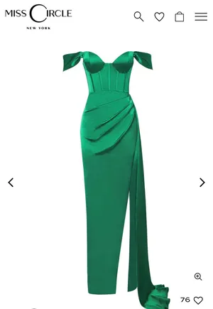 Miss Circle Green High Slit Corset Satin Gown thumbnail 2