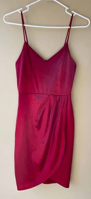 Lulus Red Metallic Spaghetti Strap Mini Dress Size XS thumbnail 1