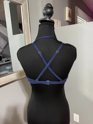 Athleta Scoop Plunge Strappy Navy Binini Top Swim Surf Size XXS thumbnail 4