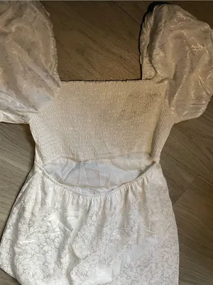 Altar'd State White Floral Jacquard Off-Shoulder Mini Dress thumbnail 3