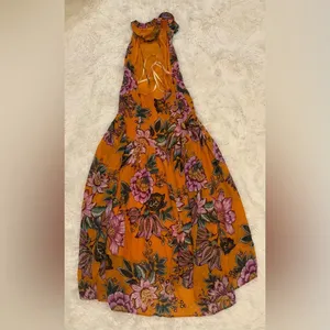 NEW FARM RIO Orange Wonderful Bouquet halter floral Maxi Dress sz XS thumbnail 5