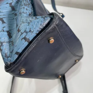 Coach Crossbody Bag Blue Snake Print Leather Purse Y2K Bikercore Whimsigoth thumbnail 10