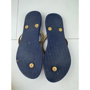 Havaianas Slim Peacock Feather‎ Flip Flops Womens Size 6 7 Navy Gold Resort thumbnail 3