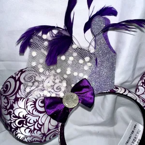 Disney Parks Minnie Mouse Glitter Crown Feathers Jubilee Purple Ears thumbnail 2