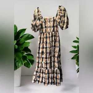 La Ven Plaid Embroidered Midi Dress XS thumbnail 2