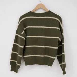 FRIFUL Sweater Womens S Pullover Olive Green Striped Knit Crew Neck Excellent thumbnail 4