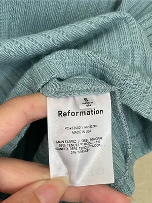 Reformation Peggy Two Piece Set Size Small Turquoise Polo Crop Top and Skirt thumbnail 5