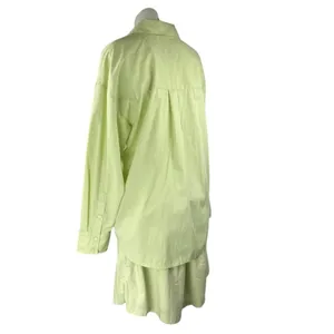 Abercrombie & Fitch Green Long Sleeve Button Shirt High Rise Shorts 2 Pc Set M/L thumbnail 2