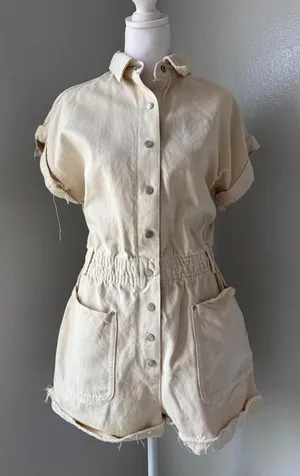 Zara denim utility romper  thumbnail 1