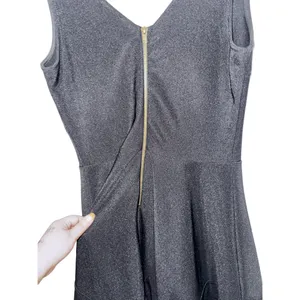 Lululs Black Sleeveless Zip Up V-Neck Fit and Flare Mini Dress Women Size Medium thumbnail 3