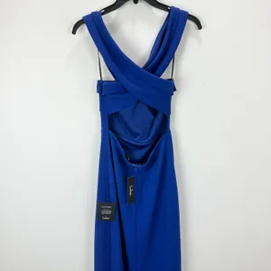 Lulus Head to Cocktail Hour Royal Blue Halter Neck Maxi Dress Formal Medium NWT thumbnail 9