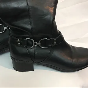Bandolino Tall Black Brown Vegan Leather Buckle Zip Up Boot Size 61/2 thumbnail 2