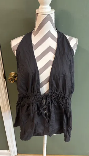torrid Charcoal Gray Deep V Halter Tank thumbnail 1