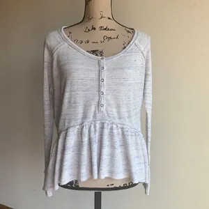 Free People We the Free Babydoll Peplum Purple Off White Top Size XS thumbnail 2