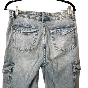 ZARA Light‎ Wash Faded Cargo Jean Sz 4 thumbnail 4