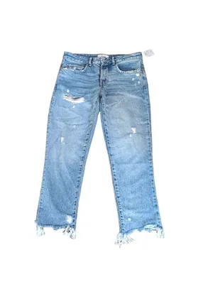 Free People Good Times Relaxed Distressed Cropped Jeans Size 26 thumbnail 2