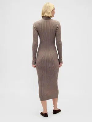 GAP CashSoft Turtleneck Maxi Sweater Dress Toasted Almond Brown NWOT thumbnail 4