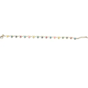 Heart Bracelet Women Multicolor‎ Enamel Gold Tone Link 6-8in thumbnail 2