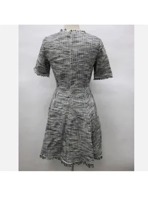 REBECCA TAYLOR Tweed Boucle Fringe‎ tailored dress sz 2 thumbnail 4