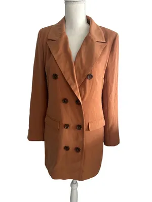 LOVERS AND FRIENDS Tan Long Sleeve Blazer Dress Size Small thumbnail 3