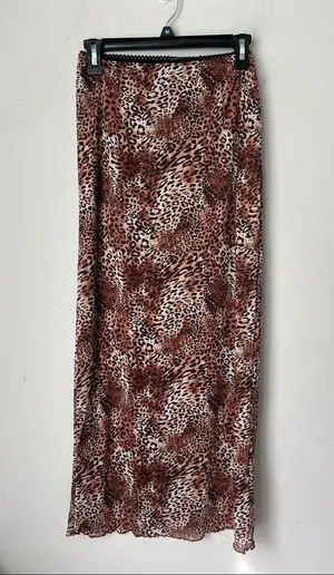Y2K Leopard Mesh Maxi Skirt Small 🟢 Black Size L thumbnail 1