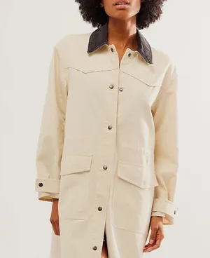 Free people Hunter Longline Duster Trench Coat in pastry cream Size S thumbnail 1