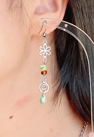 Handmade quality glass beads & flower fairy boho cottage whimsical dangle earrings & necklace set💐🍃 thumbnail 16