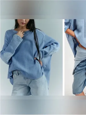 NWT Free People FP One Blake Thermal - cornflower blue - Small thumbnail 3