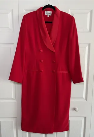 Elizeh Lily & Taylor Red Double Breasted Coat Dress Womens Size 12 Vintage thumbnail 1