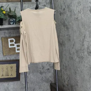 Tommy Hilfiger Womens Metallic Cold Shoulder T-Shirt J2IH6834 Camel Brown L thumbnail 2