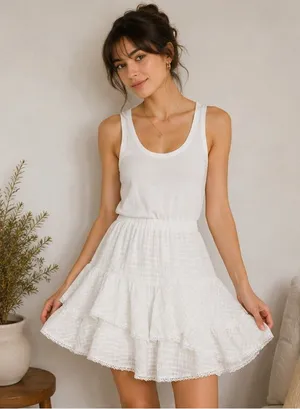 Heartloom White Tiered Ruffle Tank Dress thumbnail 1