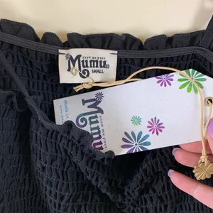 Show Me Your Mumu Emanuelle Smocked Top Black Adjustable Straps S thumbnail 4