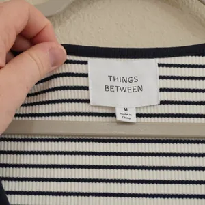 Things Between Maxi Dress Navy White Striped Ribbed Scoop Neck Minimalist Casual thumbnail 5