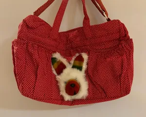 Handmade Red Polka Dot Women's Bag with Bunny Design.Has a plastic lining to protect.NWOT thumbnail 1