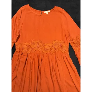 Easel Orange Lace Detail‎ Bell Sleeve A Line Dress Women's Size M thumbnail 5