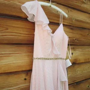 NWT Mac Duggal POLKA DOT ASYMMETRICAL RUFFLE GOWN Pink Size 0 thumbnail 11