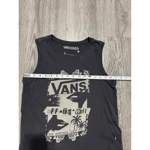 Vans Womens Tank Top S Black White Graphic Muscle‎ Cotton Skater Rose Palm Punk thumbnail 4