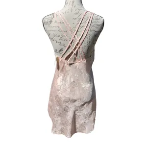 Expressions by California Dreaming Pink Floral Satin Chemise Vintage Small NWT thumbnail 5